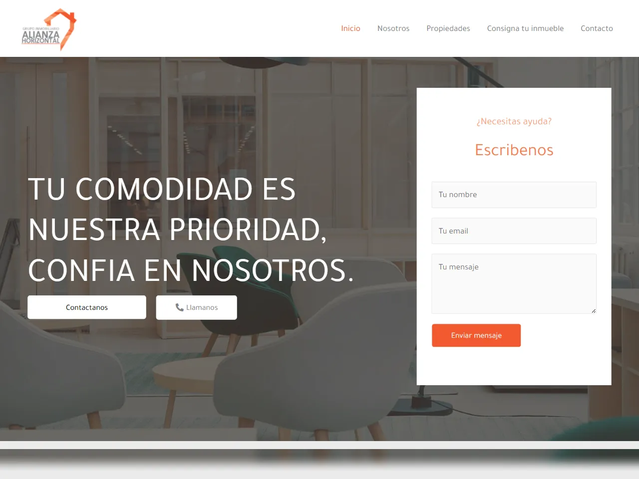 Vista previa del sitio de Grupo Inmobiliario Alianza Horizontal