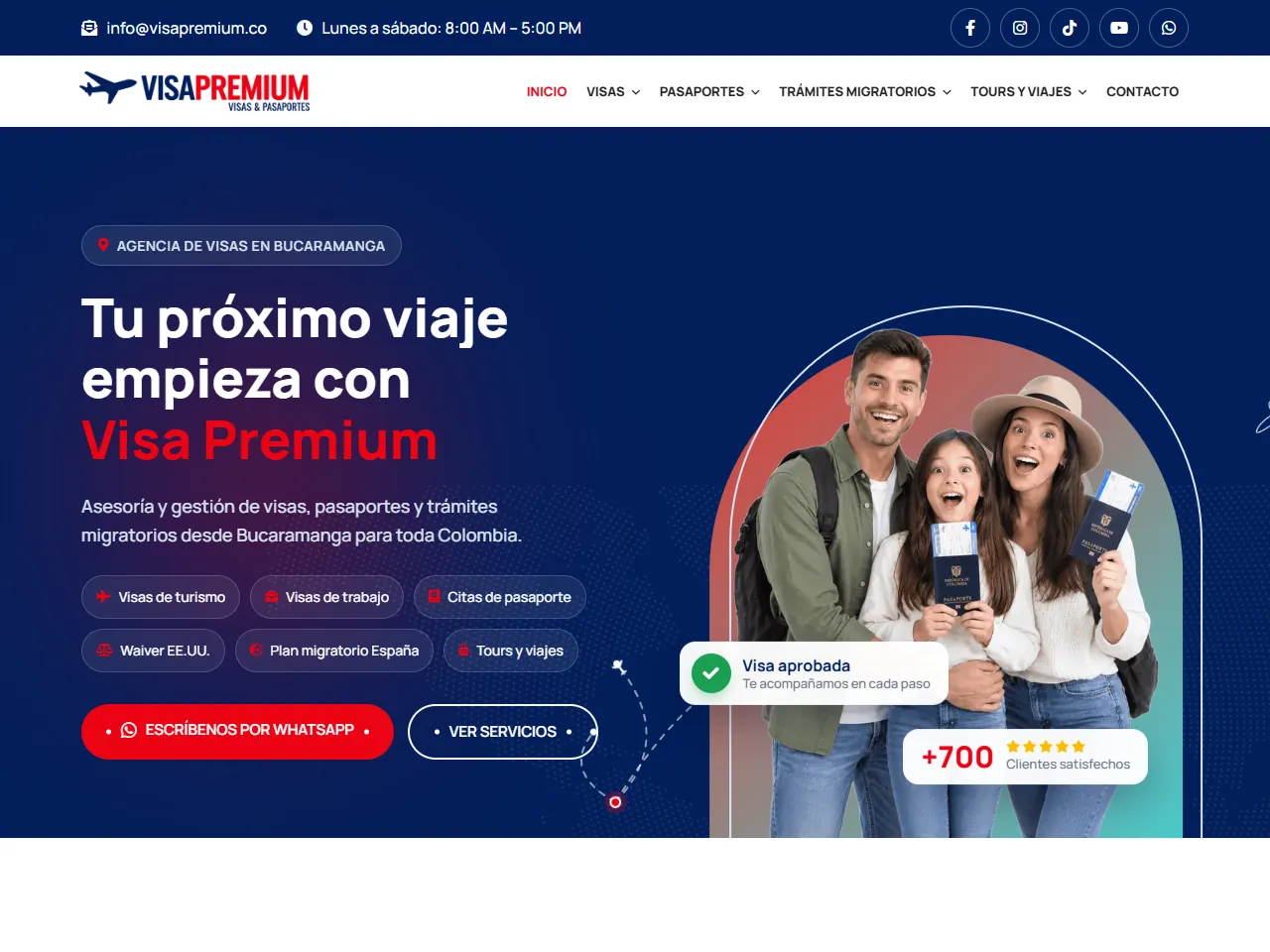Vista previa del sitio de Visa Premium